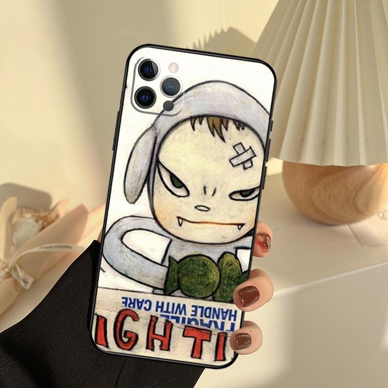 Japan Yoshimoto Nara Cartoon Girl Case For iPhone 11 12 13 14 15 16 Pro Max Cover For iPhone 13 12 Mini XR X XS Plus