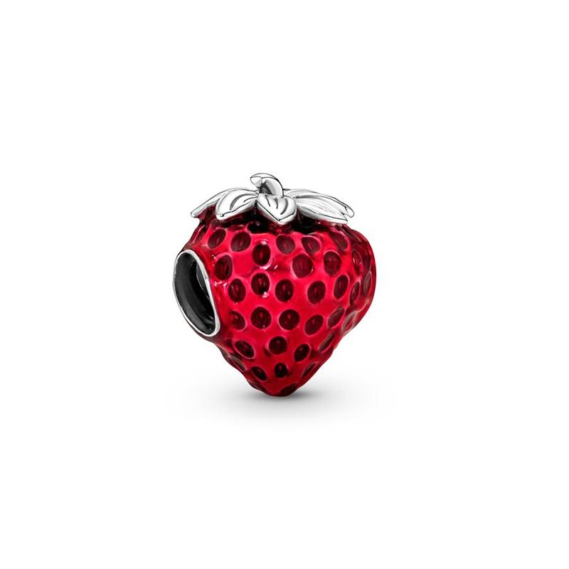 Fine Diy Women Jewelry Gifts Red Series Charm Beads Seeded Strawberry Maple Leaf Cherry Lucky Bag Fit Original Bracelet