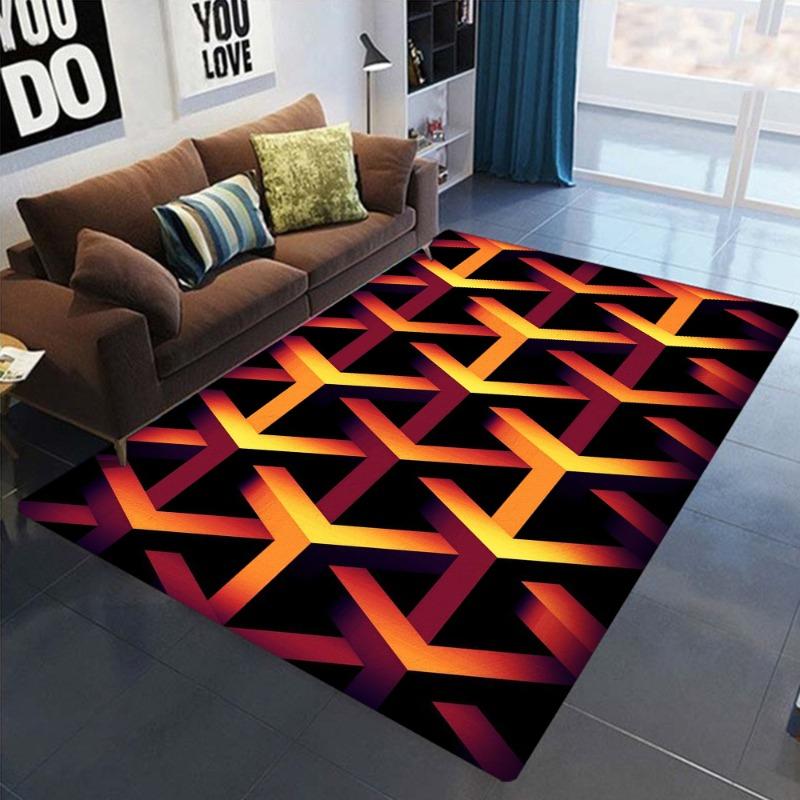Geometrische Linien Dreidimensionale Muster Teppiche Schlafzimmer Wohnzimmer Rutschfeste Fußmatten Modische Heimdekoration Geschenke