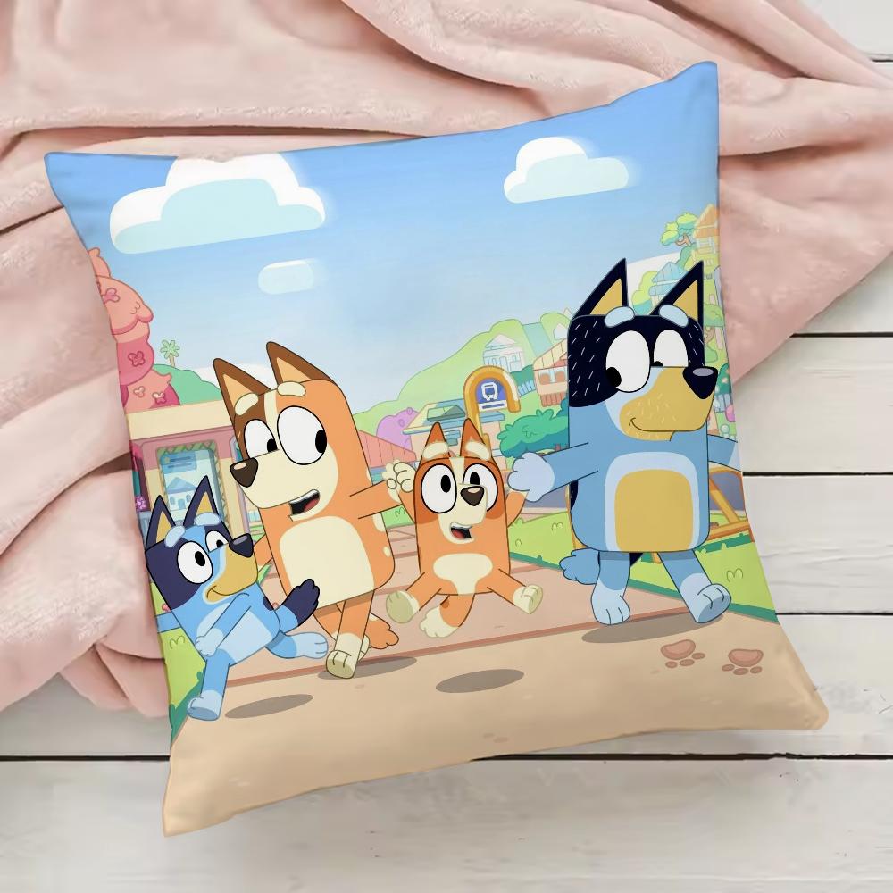 Bluey-B-B-Blueys Pillow Case Pillowcase Anti-dustmite Pillow Invisible Zipper Silky Short Plush Sofa Cushion Cover