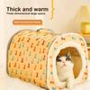 Cat Bed Cave Pet Bed House Ultra Soft Large Capacity Non Slip Soft Semi-Closed Cozy Pet Tent Bed With Removable Cushion Pillow