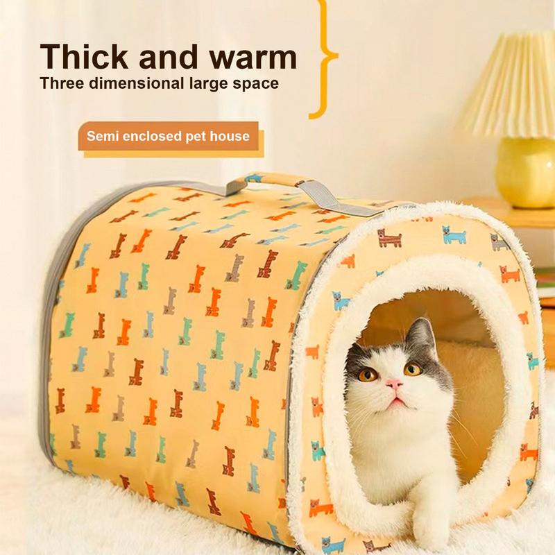 Cat Bed Cave Pet Bed House Ultra Soft Large Capacity Non Slip Soft Semi-Closed Cozy Pet Tent Bed With Removable Cushion Pillow