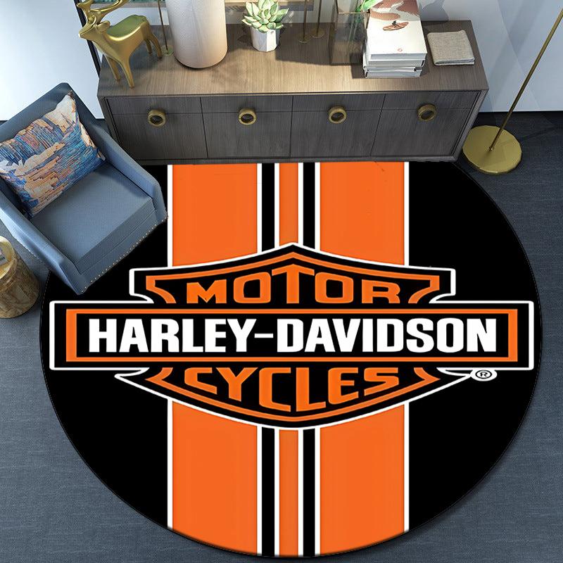 Harley-davidson Motorcycle Artwork Round Rug for Livingroom,Bedroom, Palyroom, Chair Rug, Area rug, Circle Carpet, Fan Christmas gift