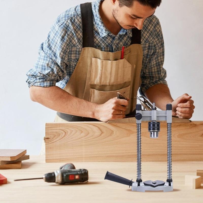 Multifunctional Electric Drill Holder Stand Guide for Handheld Drill 90 Degree Vertical Alignment for Various Materials