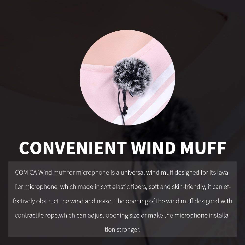 COMICA Pin Mic Wind Muff Gray 3pcs Adjustable