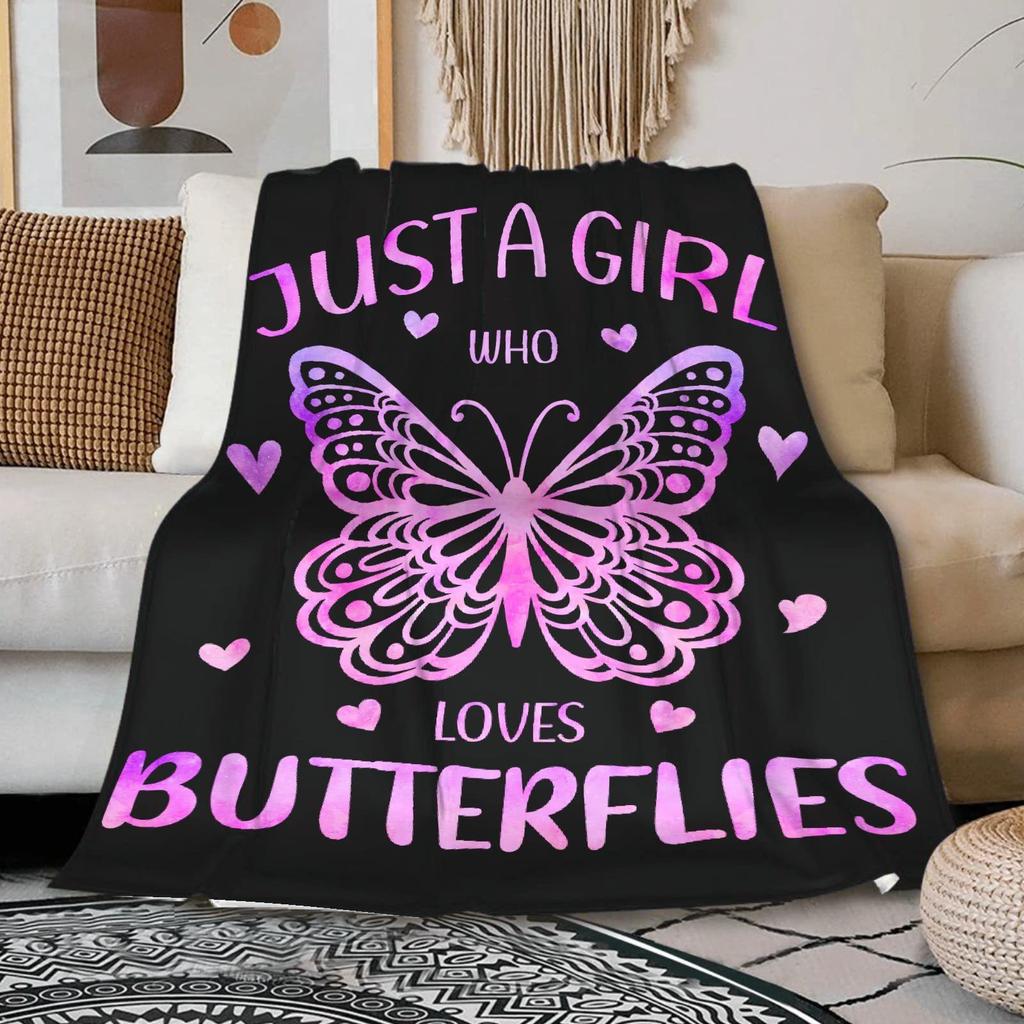 Butterfly Print Flannel Blanket Office Nap Blanket Blanket Thermal Blanket Sofa Blanket Knee Blanket