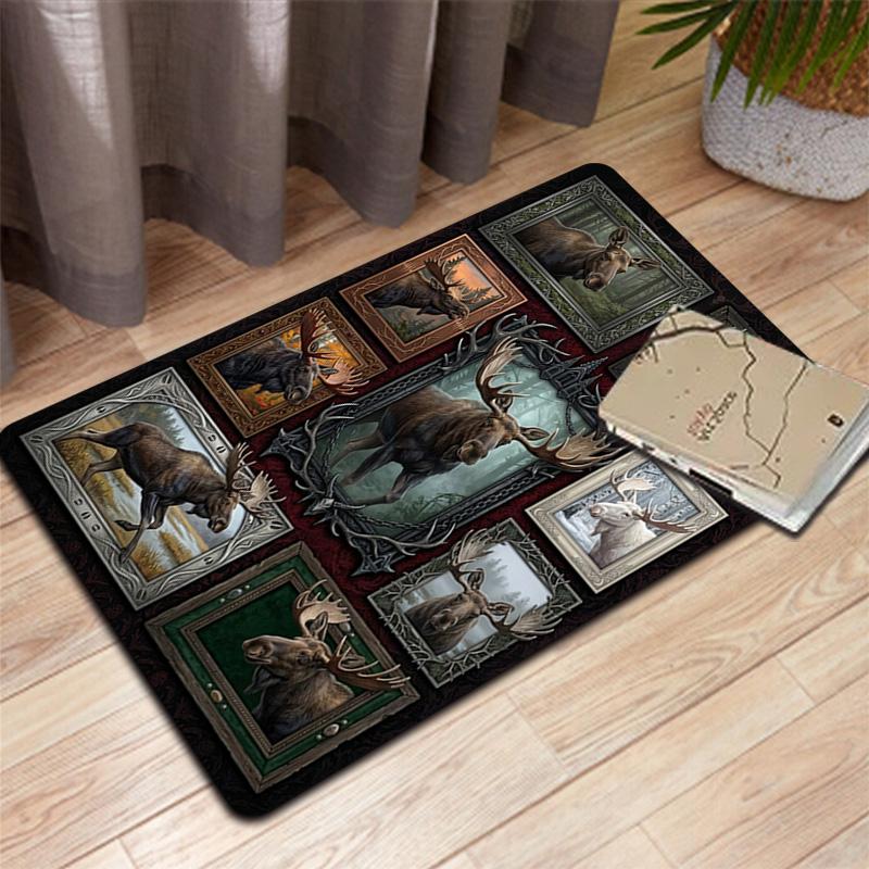 Moose Collection Pattern Rug Floor Mat for Living Room or Bedroom Soft and Comfortable Carpet a Gift for Birthday and Holiday.