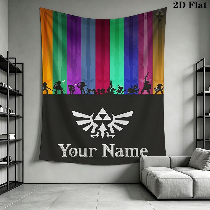 Name Custom Game Legend of Zelda Wall Tapestry Aesthetic Wall Hanging Printed Fabric Blanket Decorative Tapestries for Bedroom Living Room Home Decor