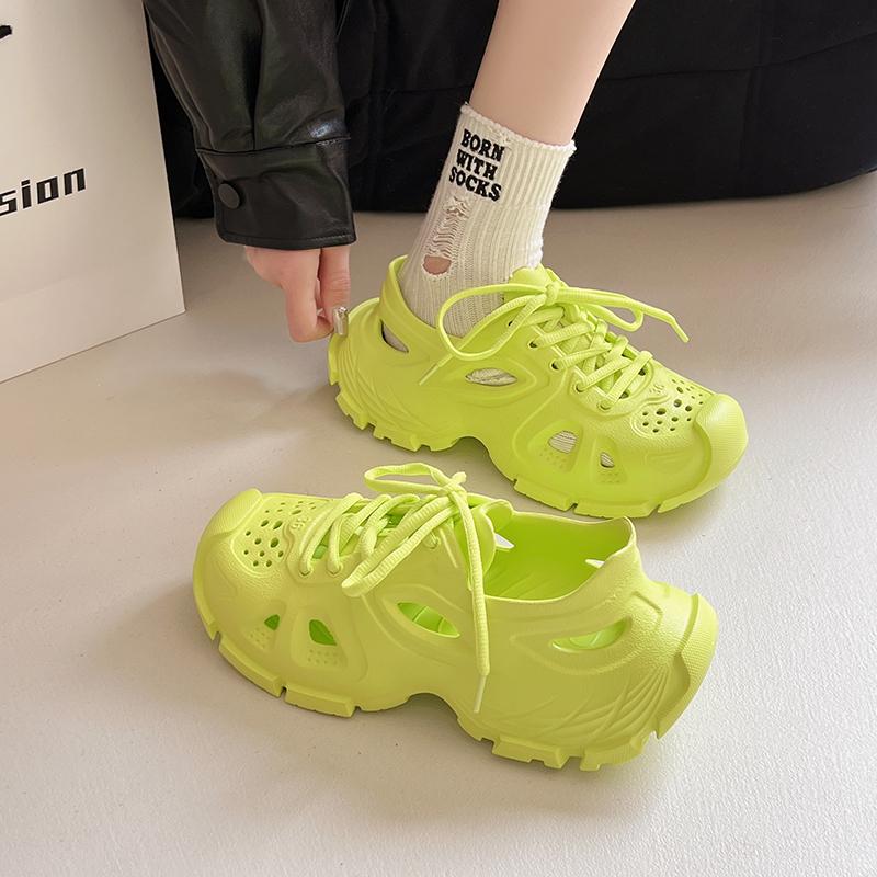 

Fashion 2025 Summer New Lace-up Women s Sandals Fashion Plus Size Wide Fit Platform Outdoor Beach Shoes Light Cushioned Flat Sandals 36 зелёный