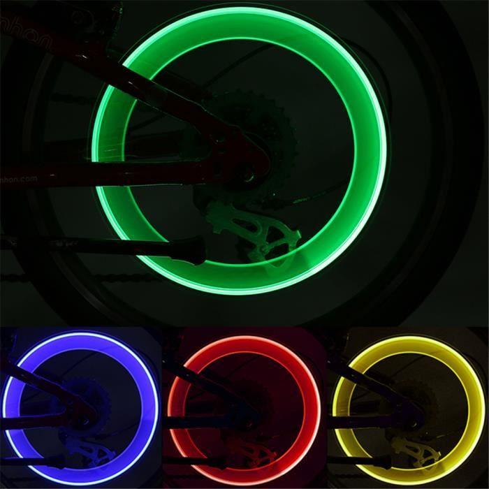 Phare avant de bicyclette YWEI - LED néon pour rayons de vélo - éclairage arrière de roue de moto - vert