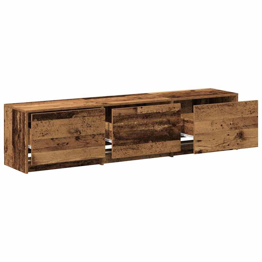 TV Stand with LED Lighting Reclaimed Wood Look 165 x 34 x 40 cm Particleboard