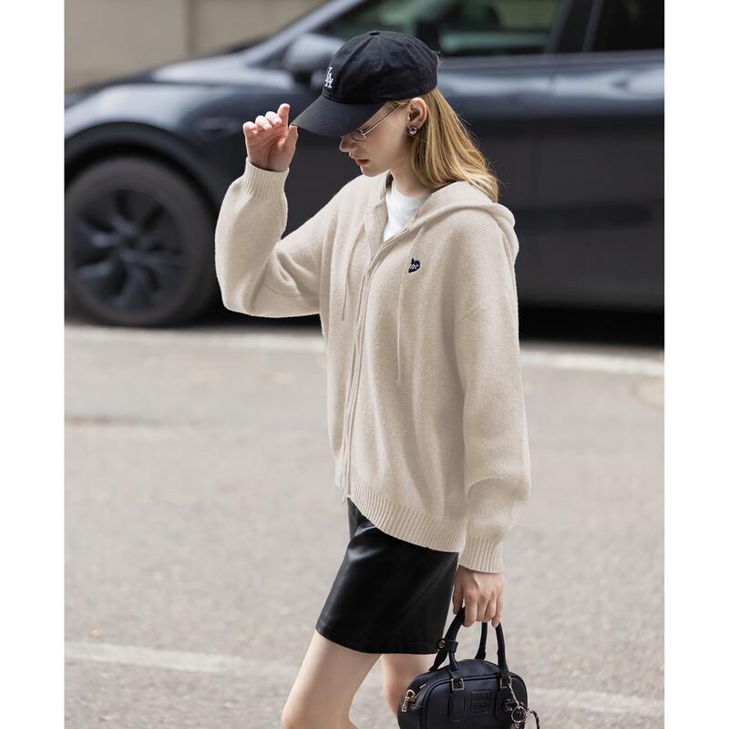 

TonLion Women s Hooded Zip-Front Cardigan Sweater L