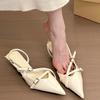 Fashion Pointed Toe Buckle Strap Women Sandals Fashion Sexy Party Slingbacks Summer High Heeled Shoes Woman sandalias de mujer tacones