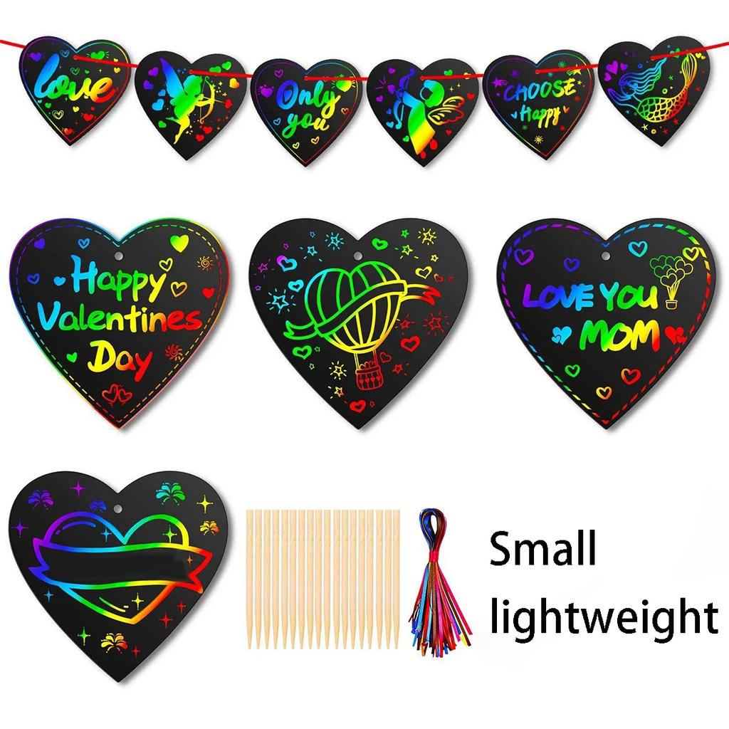 Magic Scratch Greeting Cards -12Pcs Rainbow Colors Reveal Hidden Messages, Customizable Easter/Children'S Day Gift For Kids