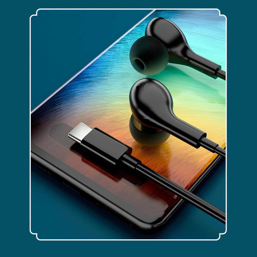 Wired Earphones Type C Digital Chip Noise Canceling Mobile Phone Earbubs with Volume Control