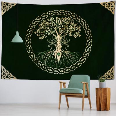 Life Tree Art Tapestry Viking Retro Mysterious Wall Hanging Bohemian Hippie Witchcraft Living Room Bedroom Home Decoration
