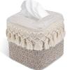 Open-Bottom Design Boho Tissue Box Cover Hand-Woven Tissue Box Holder  Home Decor