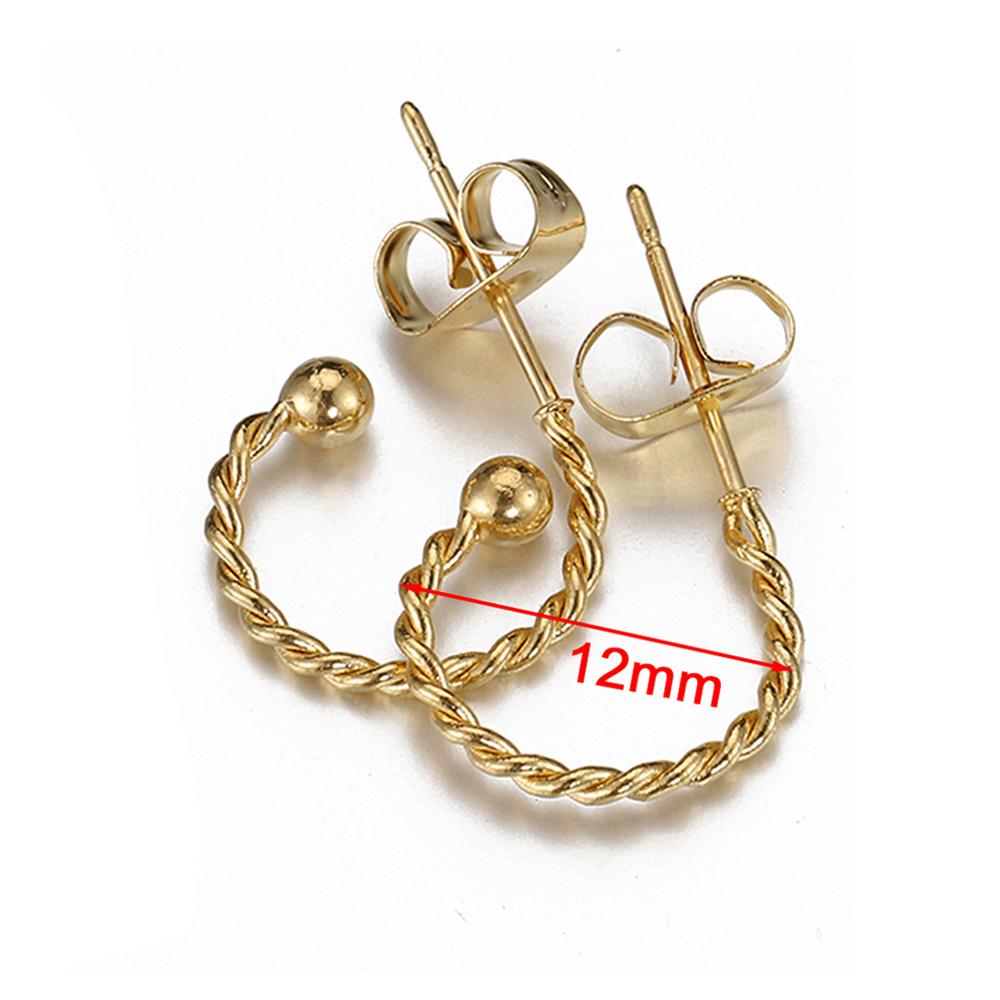 10pcs Stainless Steel Gold Plated C Shape Huggie Earring Posts Anti-allergy Stud Earrings Components for DIY Women Jewelry Gifts