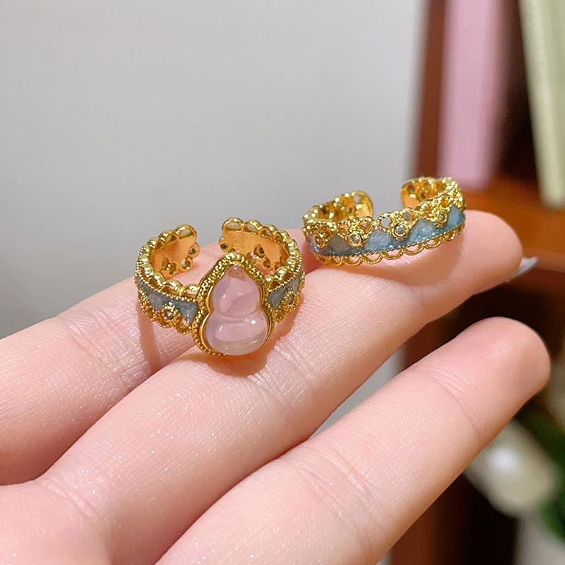 New Luxury Temperament Rhinestone Rings Vintage Irregular Metal Open Finger Rings For Women Party Jewelry Accessories Gifts