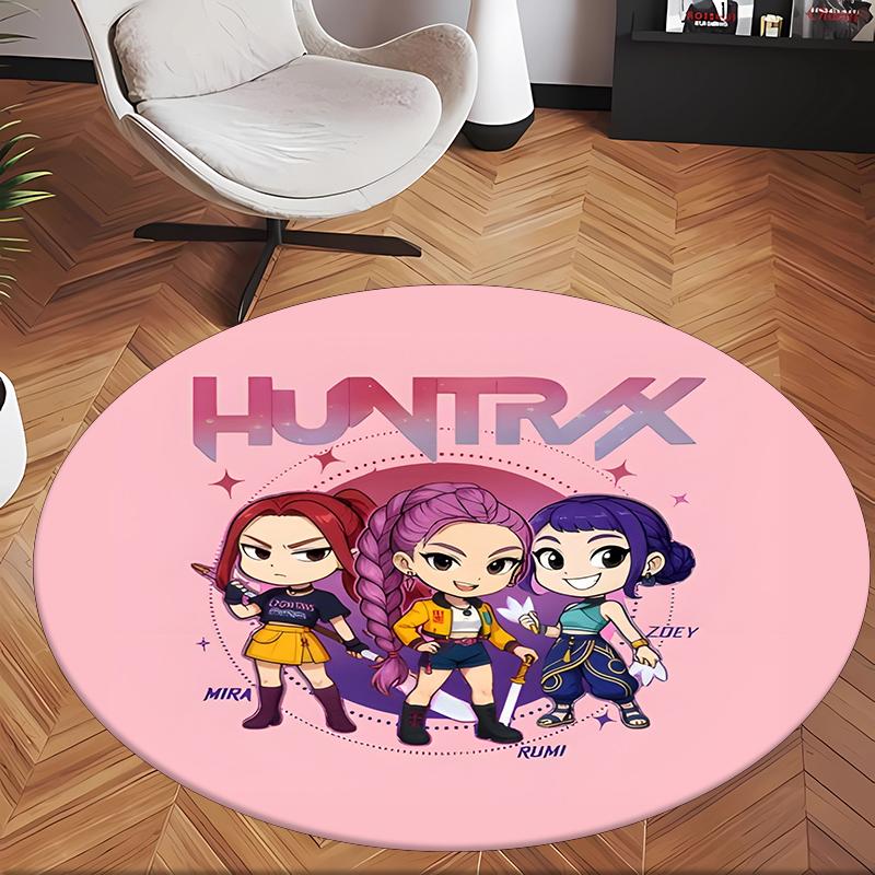 Huntrix (95) Round Office Rug Decorative Floor Rug for Office Bedroom Living Room and Home Space
