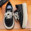 Men's Shoes Fashion Casual Sports Board Shoes Breathable Stitching Canvas Shoes Black Dirt-resistant Student Shoes