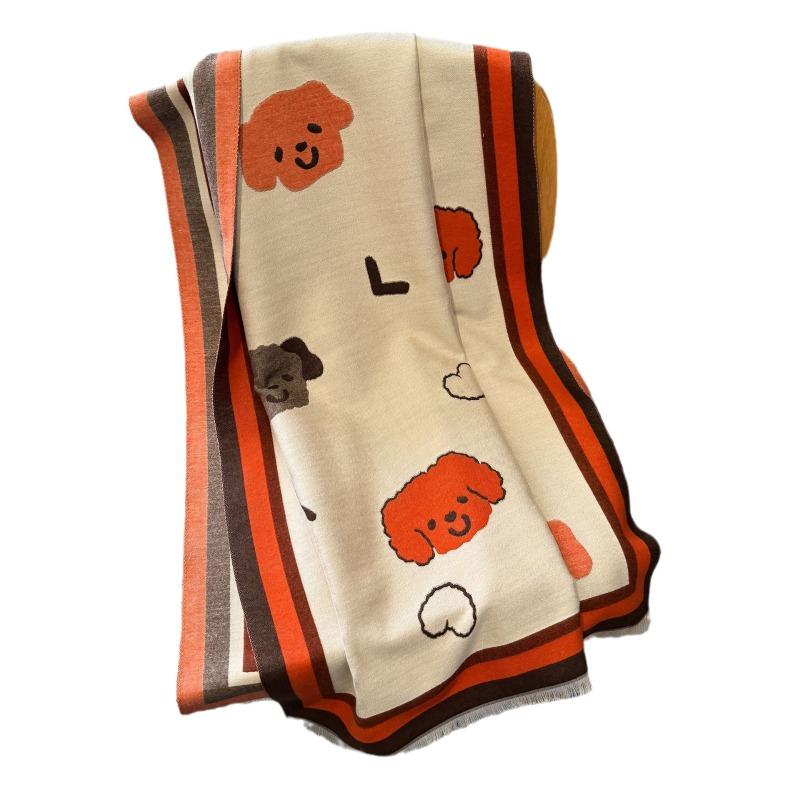 Double-sided Color Imitation Cashmere Scarf Winter Women's Versatile Multi-functional Shawl Scarf