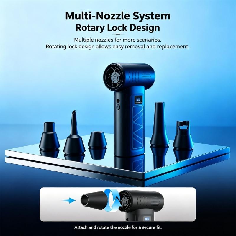 Electric Air Blower with Two 1,300 mAh Battery Cells and Concentrated Blowing Action for Keyboard Gaps, Window Tracks, and Desk Surfaces