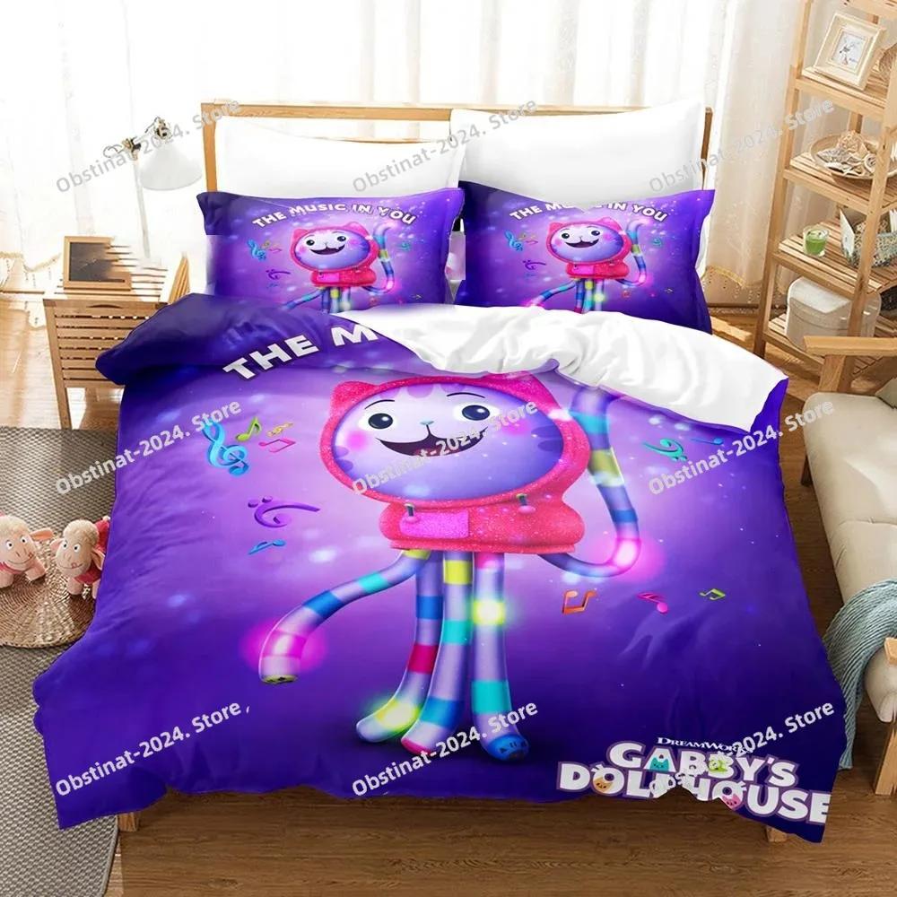 Set Biancheria da Letto Casa delle Bambole Gabby Set da Letto Stampato con Federa Copripiumino Morbido Singolo Matrimoniale Queen Super King Size Adulti Bambini