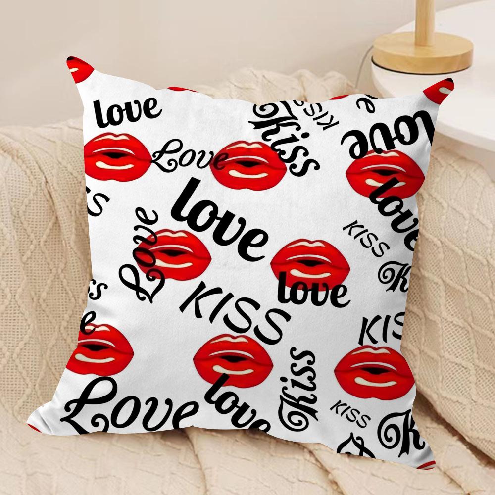Valentines Day Heart Graffiti Cushion Cover Pillowcase Ultra Soft Skin Friendly Fabric Cloud Like Comfort Concealed Zipper