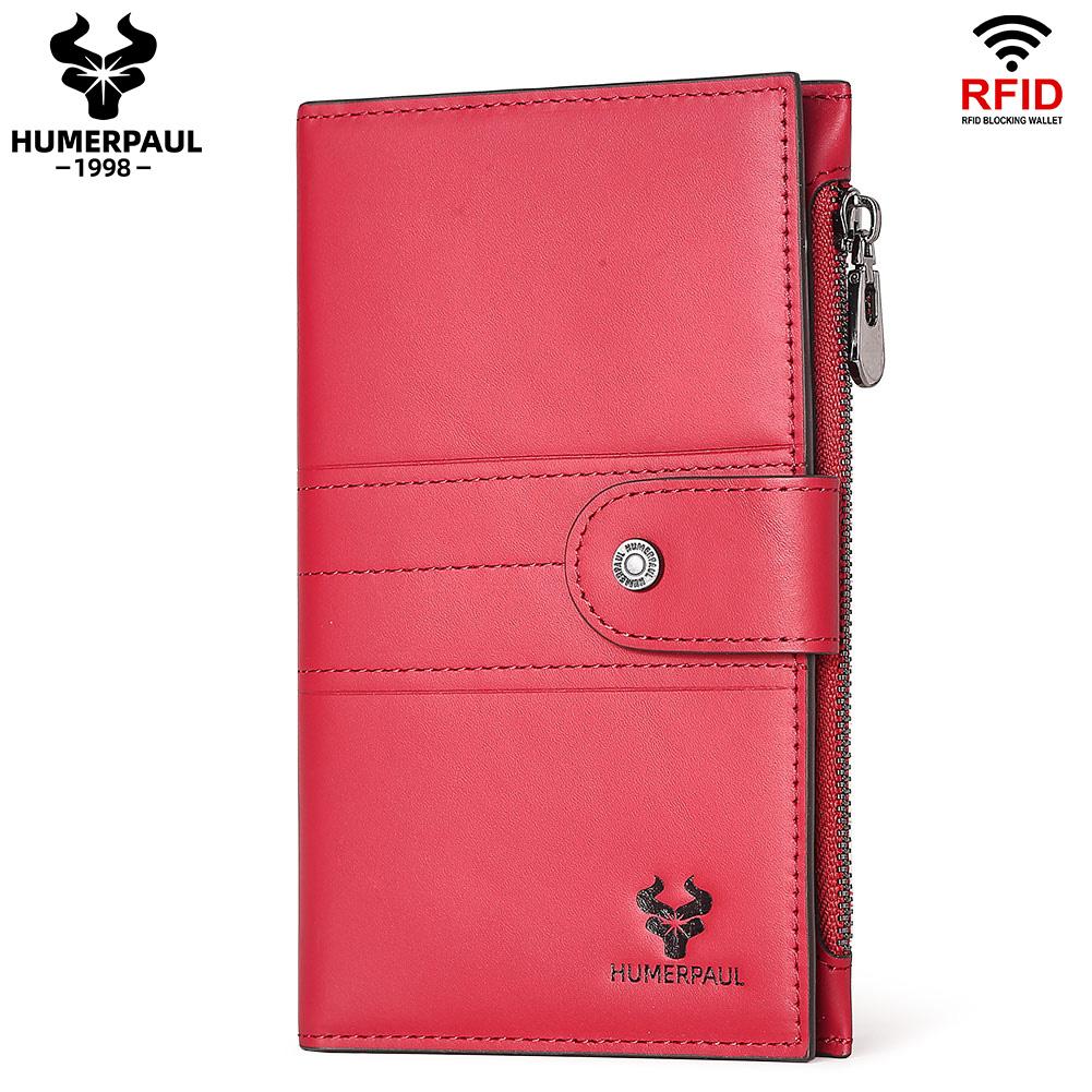 Humerpaul Ladies Leather Wallet Large-capacity Wallet Multi-function Coin Purse First Layer Cowhide Wallet Passport Holder Travel Card Holder