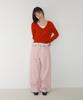 RONRON Basic Deep V Neck Compact Knit Red