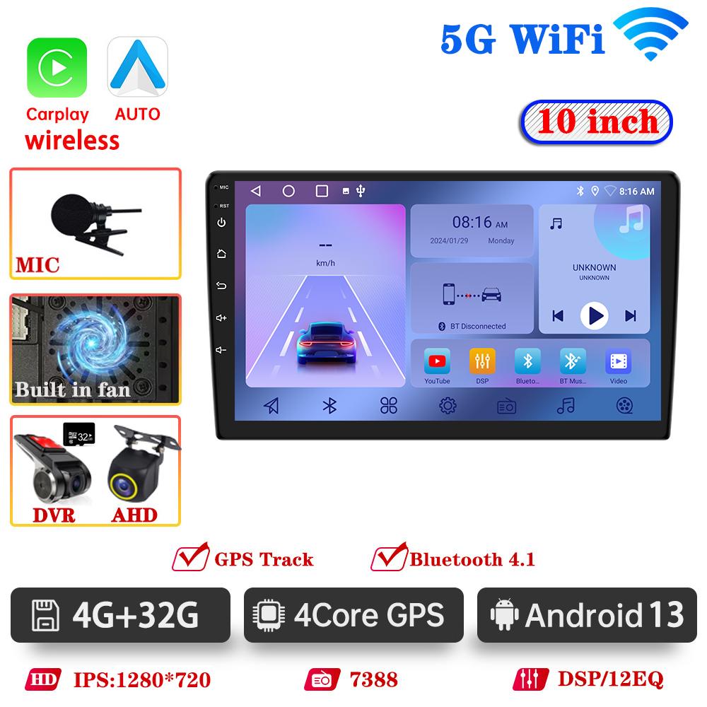 Android 13 Car Radio BT Multimedia Player GPS Wireless Carplay Auto For Toyota Hyundai Nissan Kia Suzuki ISO DVR Head Unit