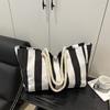 Canvas Women's Bag Large Capacity Shoulder Bag Striped Tote Bag 56*14*34cm