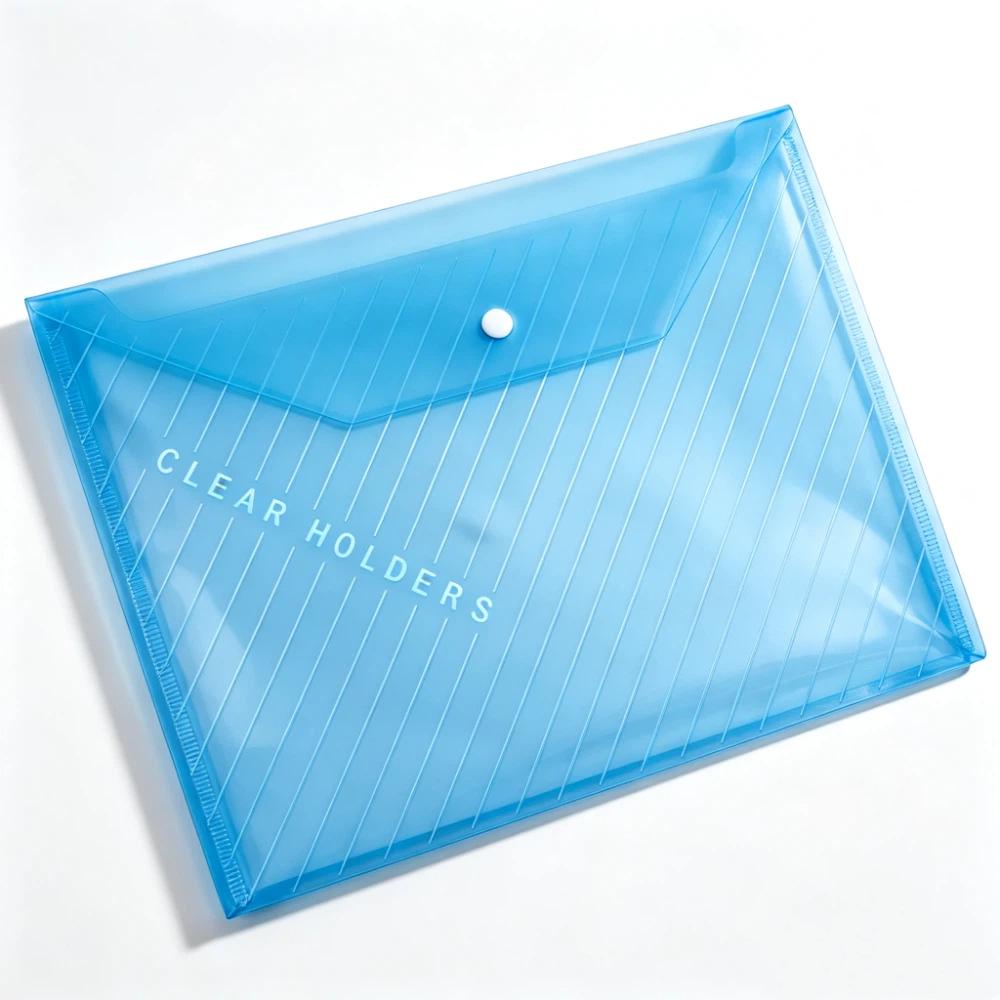 20 pcs Clear Plastic A4 File Folders Multi Color Exam Paper Storage Bag School Supplies