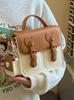 2025 New Color Contrast Women Crossbody Bag Fashion Female Handbag Brown Purple Shoulder Bag with Small Earphone Bag On Side