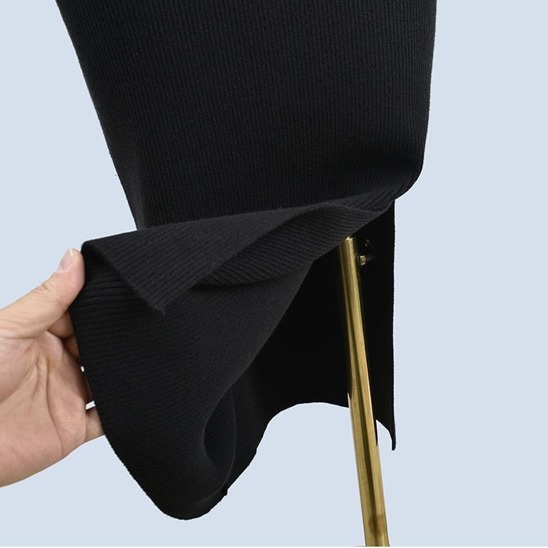 Thick Autumn and Winter Pleat V-neck Knitted dress Women Slim fit Sexy Elegant Elegant Split with Coat Hip Skirt