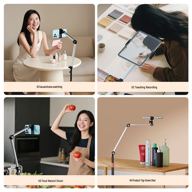 360° Rotating Stand: Floor Mobile Streaming & Overhead Tablet Shooting Support
