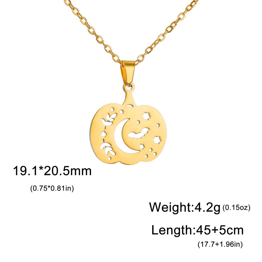 Cazador Halloween Pumpkin Bat Moon Necklace for Women Stainless Steel Pendant Chain Necklace Jewelry Party Gift 2026 Wholesale
