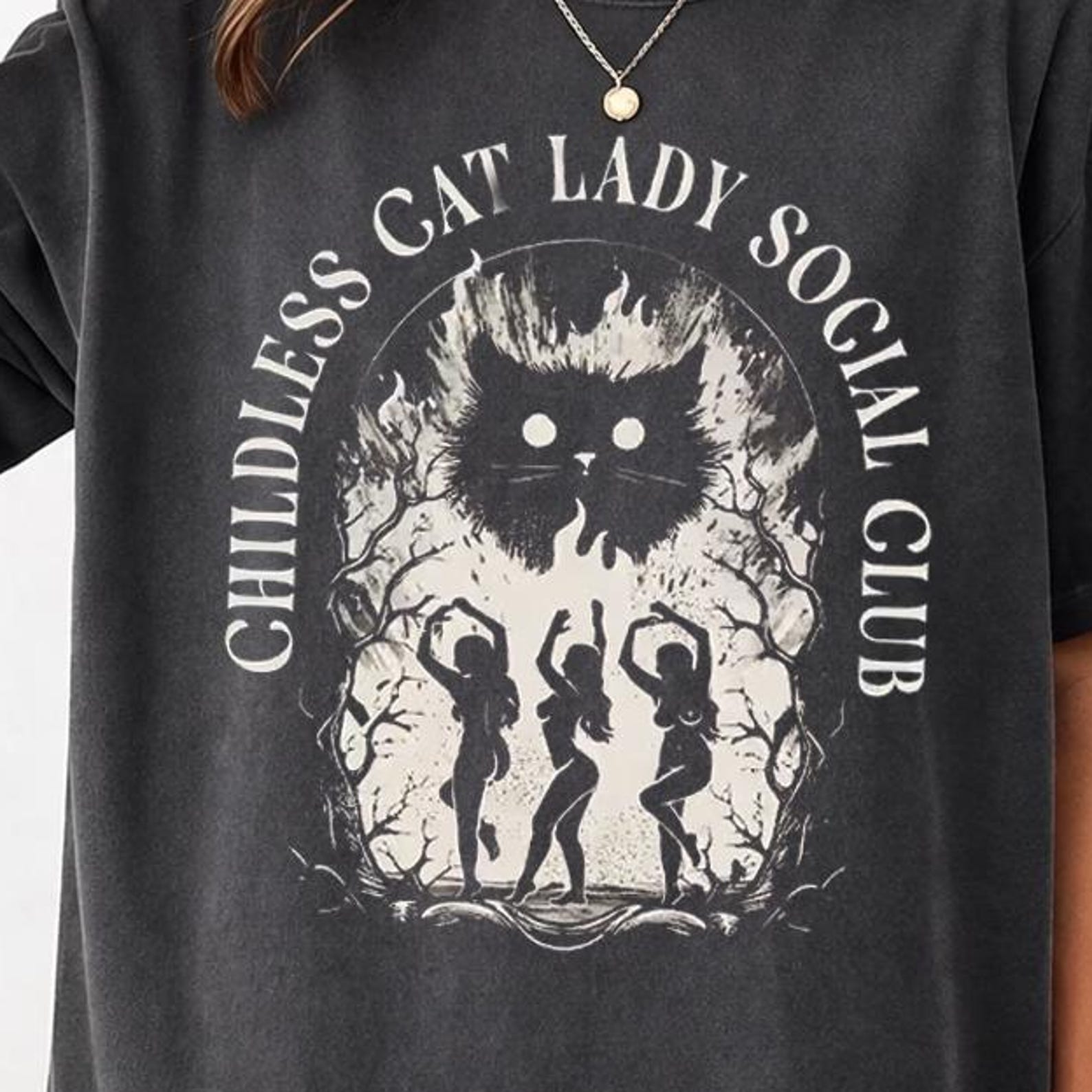 Childless Cat Lady Social Club Shirt, Funny Cat Mom Tee, Vintage Black Cat Graphic Shirt, Cat Lover Gift, Retro Cat Apparel XL