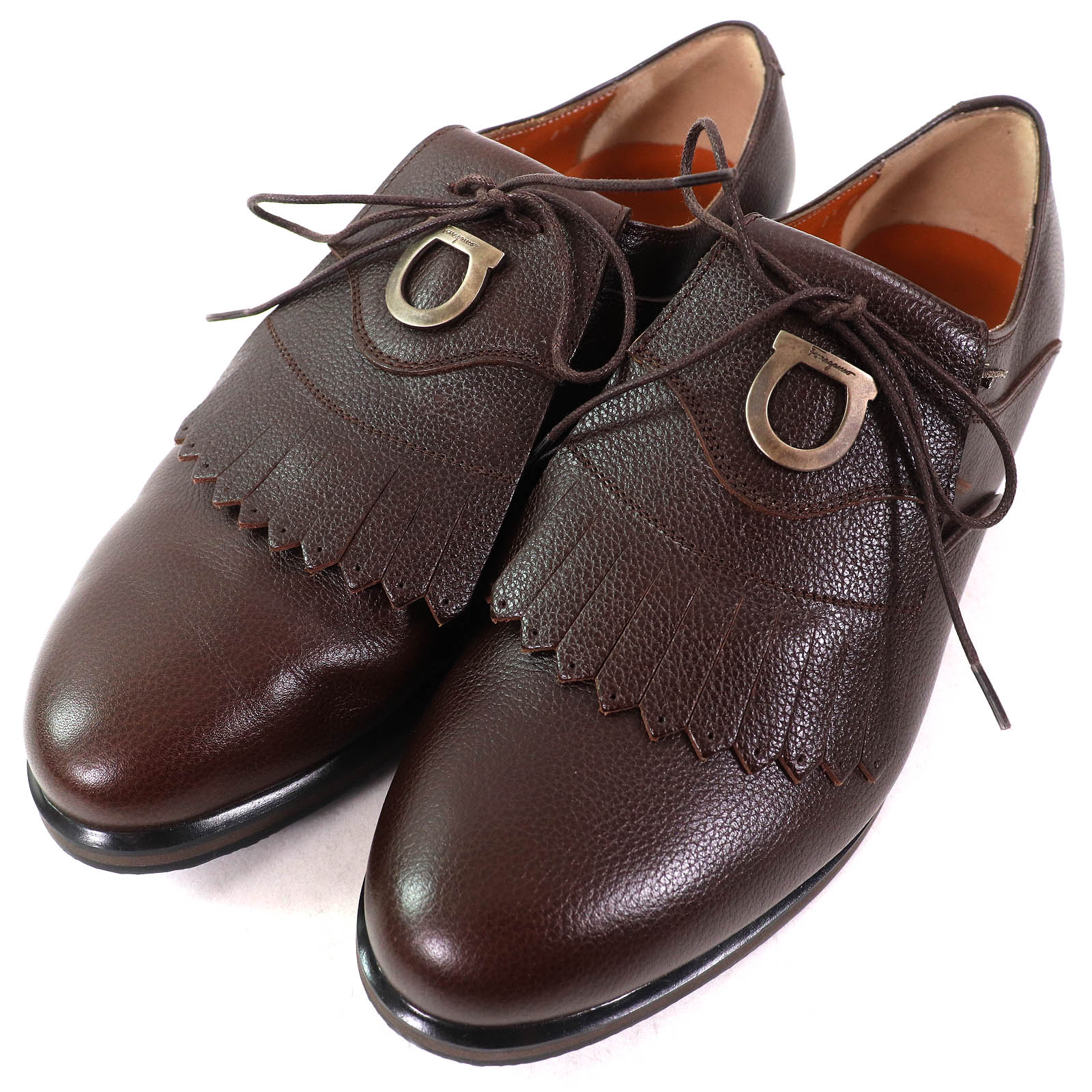 Excellent Salvatore Ferragamo Leather shoes Gancini logo Metal Dark brown  Used