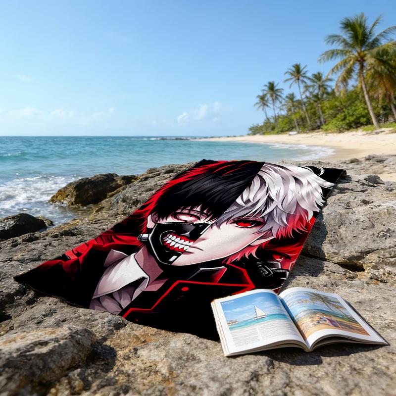Ultra-Soft Beach Towel with Tokyo Ghoul Theme,Ideal for Pool - Camping, Diving - Perfect Travel Essential, Vibrant Beach Towel.