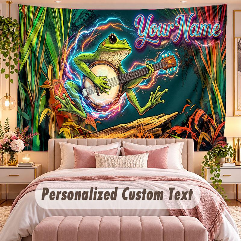 Music General (329) Theme Wall Tapestry Customized With Name Text Personalized Hanging Tapestry For Bedroom Living Room Decor