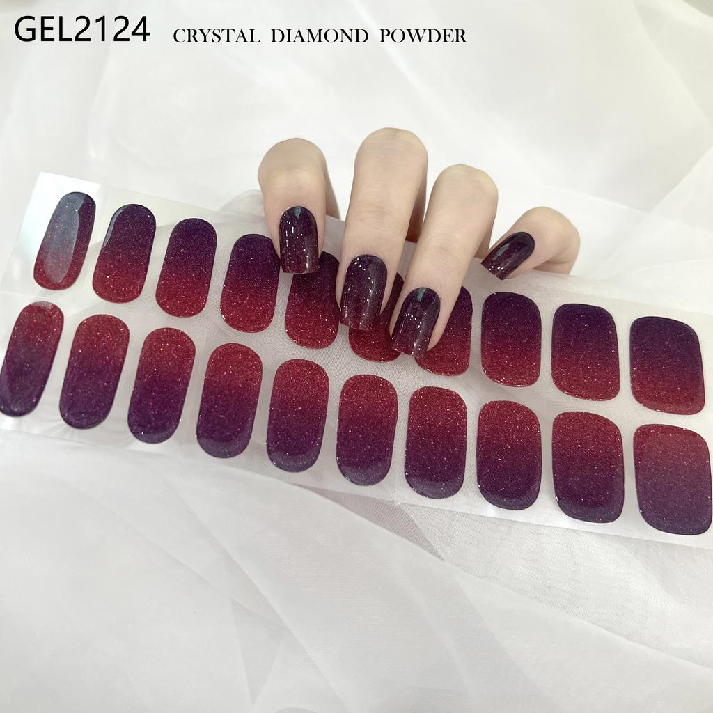 Custom Logo Semi Cured Gel Nail Sticker Waterproof Full Cover Gel Nail Wraps