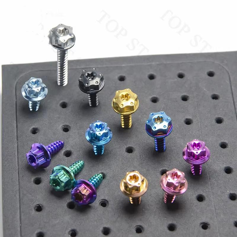 TMJ Gr5 Titanium Bolts Air Filter Bodywork Self-Tapping Screw Flange Head Hex Screw Bolts for Motorcycle Car Bicycle