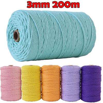 30 Colors 3mm*220m Macrame Cord 100% Natural Cotton Macrame Rope for Wall Hanging Plant Hangers, DIY Crafts Knitting