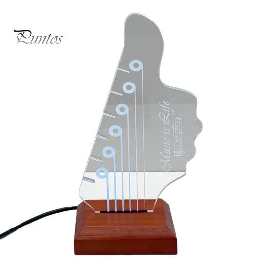 

Подставка для медиатора с подсветкой, акриловый держатель медиатора с деревянной основой, держатель в форме головки грифа электрогитары для хранения и демонстрации нескольких медиаторов C