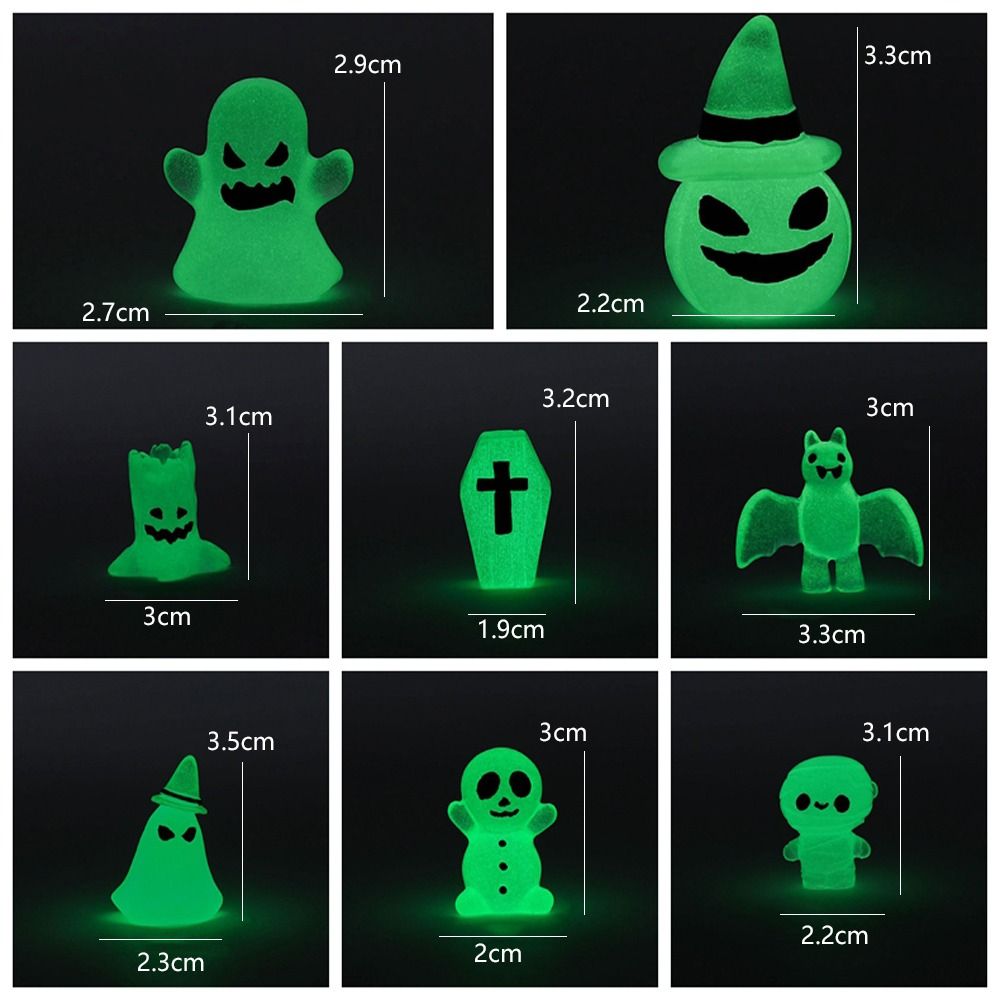 8pcs Glowing In Dark Mini Ghost Ornaments Halloween Pumpkin Ghost Decor Micro Landscape Decorations