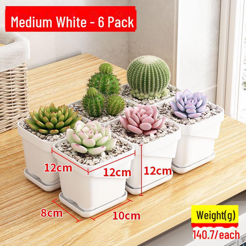 

Креативный дышащий квадратный цветочный горшок с поддоном - утолщенный пластик для дома или офиса