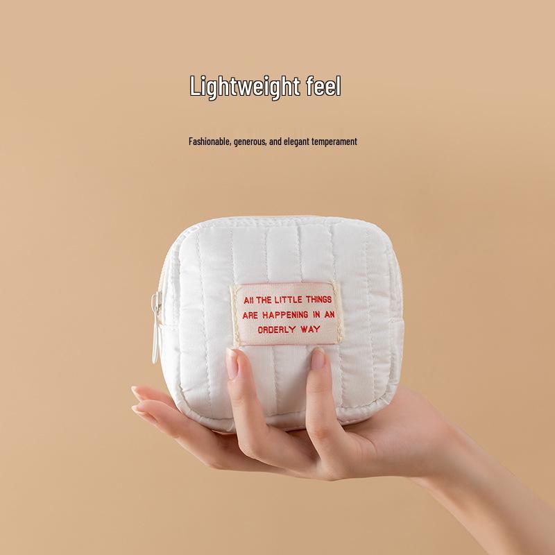 

Портативная сумочка для губной помады и монет в корейском стиле для девочки - Маленькая квадратная косметичка и сумка для хранения наушников грязно-белый