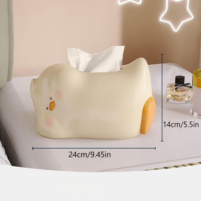 

Cute Duck Ceramic Tissue Box Holder,Polished White Decorative Napkin Dispenser with Gold-Tone Accents, Adorable Animal Design for Living Room, Bedroom